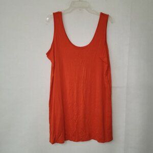 Queen Collection Shirt Womens XL Orange Tank Top Scoop Neck Slinky Tunic‎ Length